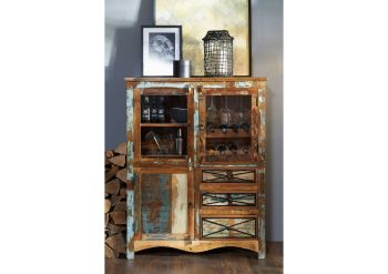 Highboard Altholz 106x45x136 mehrfarbig lackiert NATURE OF SPIRIT #113