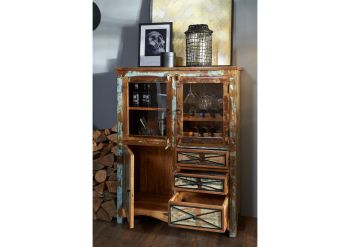 Highboard Altholz 106x45x136 mehrfarbig lackiert NATURE OF SPIRIT #113