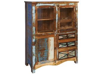 Highboard Altholz 106x45x136 mehrfarbig lackiert NATURE OF SPIRIT #113
