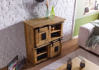 Highboard Mango 90x45x100 natur lackiert RAILWAY #1005