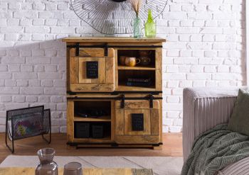 Highboard Mango 90x45x100 natur lackiert RAILWAY #1005