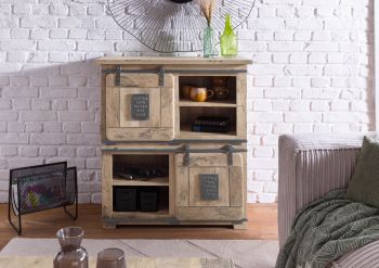 Highboard Mango 90x45x100 whitewash lackiert RAILWAY #3005
