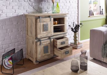 Highboard Mango 90x45x100 whitewash lackiert RAILWAY #3005