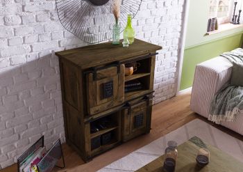 Highboard Mango 90x45x100 braun lackiert RAILWAY #4005