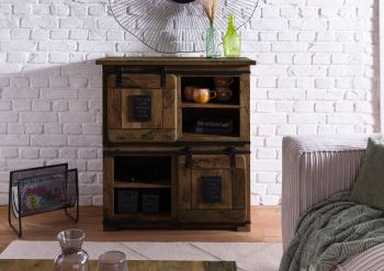 Highboard Mango 90x45x100 braun lackiert RAILWAY #4005