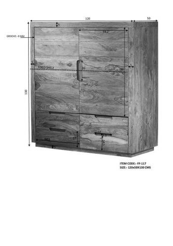 Highboard Sheesham 120x50x130 walnuss lackiert DUKE #117