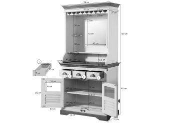 Bar Mango 98x51x190 weiß lackiert TOULOUSE #105