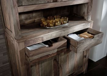 Buffet Sheesham 110x45x190 grau geölt NATURE GREY #64