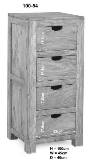Kommode Sheesham 45x40x100  grau geölt NATURE GREY #54