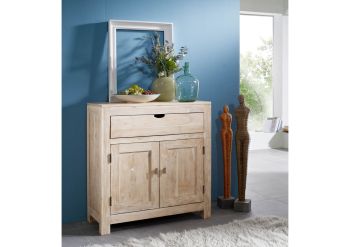 Kommode Akazie 90x40x95 white stone getüncht NATURE WHITE #81