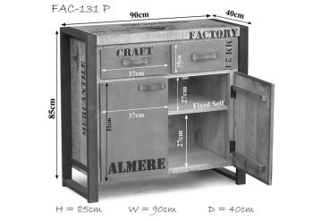 Sideboard Mango 90x40x85 natur bedruckt FACTORY #131