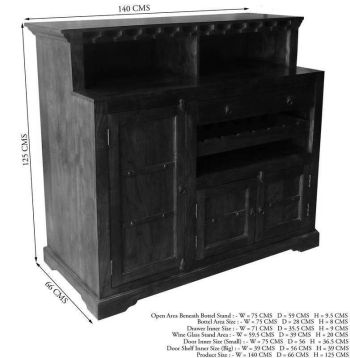 Bar Akazie 140x66x125 honig lackiert OXFORD #0903