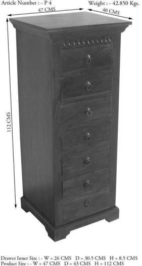 Kommode Akazie 47x43x112 nougat lackiert OXFORD #523