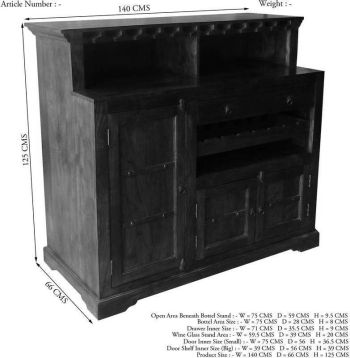 Bar Akazie 140x66x125 nougat lackiert OXFORD #903