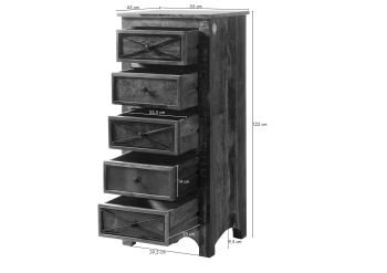 Kommode Altholz 55x45x122 mehrfarbig lackiert NATURE OF SPIRIT #129