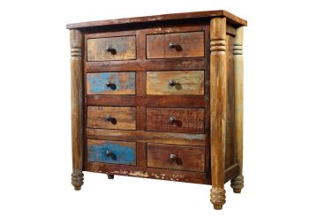 Kommode Altholz 80x42x85 mehrfarbig lackiert FABLE #09
