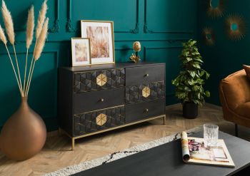 Sideboard Mango 122x40x77 grau geölt DIAMOND #109