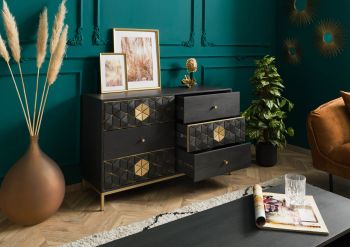 Sideboard Mango 122x40x77 grau geölt DIAMOND #109