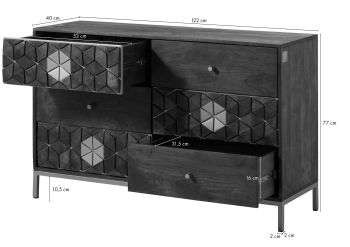 Sideboard Mango 122x40x77 braun geölt DIAMOND #209