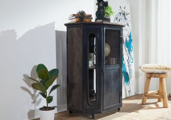 Vitrine Mango 76x60x120 grau lackiert RAILWAY #2330