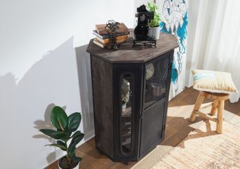 Vitrine Mango 76x60x120 grau lackiert RAILWAY #2330