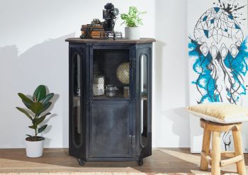 Vitrine Mango 76x60x120 grau lackiert RAILWAY #2330