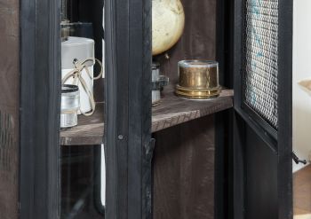 Vitrine Mango 76x60x120 grau lackiert RAILWAY #2330