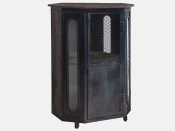 Vitrine Mango 76x60x120 grau lackiert RAILWAY #2330