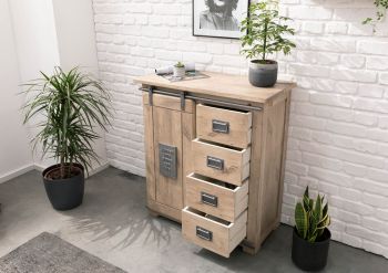 Kommode Mango 90x45x100 whitewash lackiert RAILWAY #303
