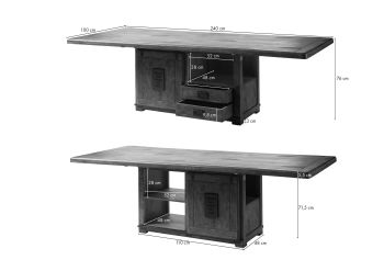 Esstisch Mango 240x100x76 braun lackiert RAILWAY #4014