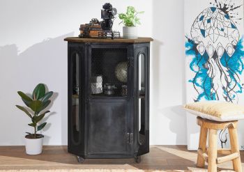 Vitrine Mango 76x60x120 braun lackiert RAILWAY #430