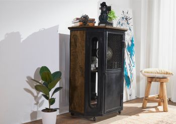 Vitrine Mango 76x60x120 braun lackiert RAILWAY #430