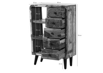 Kommode Altholz 79x40x116 mehrfarbig lackiert SIXTIES #105