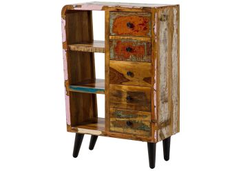 Kommode Altholz 79x40x116 mehrfarbig lackiert SIXTIES #105