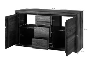 Unterschrank Sheesham 145x50x80 walnuss lackiert TORONTO #312