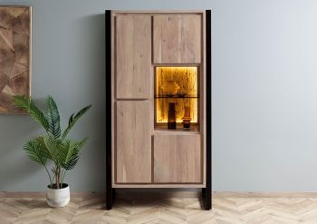Vitrine Akazie / Altholz 95x40x180 natur lackiert DENVER #106