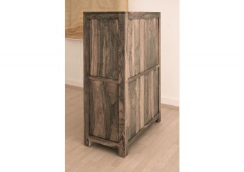 Vitrine Sheesham 90x45x148  grau geölt NATURE GREY #62