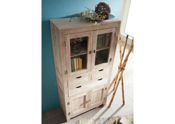Schrank Akazie 90x40x180 white stone getüncht  NATURE WHITE #61