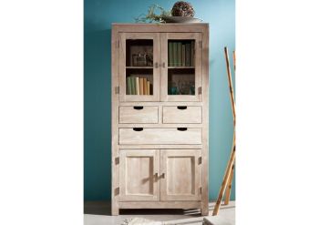 Schrank Akazie 90x40x180 white stone getüncht  NATURE WHITE #61