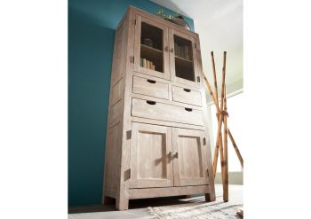 Schrank Akazie 90x40x180 white stone getüncht  NATURE WHITE #61