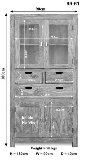 Schrank Akazie 90x40x180 white stone getüncht  NATURE WHITE #61
