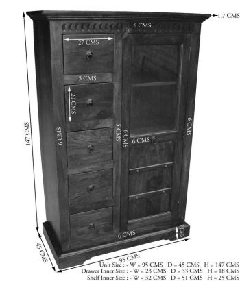 Vitrine Akazie 95x45x147 honig  lackiert OXFORD #0417