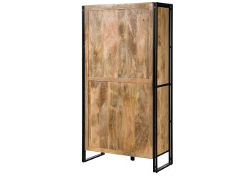 Wohnzimmerschrank Mango 105x45x195 natur klar lackiert / Metall schwarz BLACKBURN #104