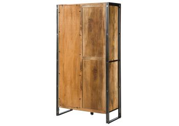 Schrank Mango / Altholz 105x45x195 natur / grau lackiert / Metall grau BLACKBURN LUX #404