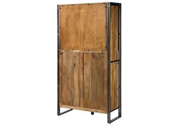 Schrank Mango / Altholz 105x45x195 natur / grau lackiert / Metall grau BLACKBURN LUX #405