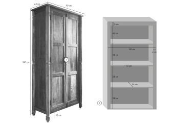 Schrank Altholz 90x45x180 mehrfarbig lackiert FABLE #12