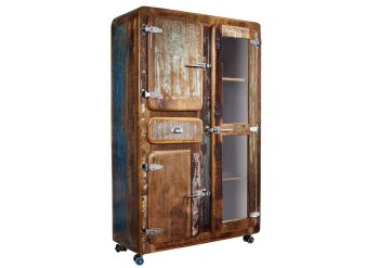 Vitrine Altholz 90x38x140 mehrfarbig lackiert FREEZY #34