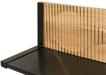 Wandregal Akazie 120x25x25 natur lackiert / Marmor schwarz LONDON #125