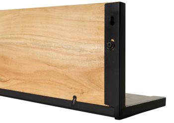 Wandregal Akazie 120x25x25 natur lackiert / Marmor schwarz LONDON #125