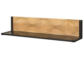 Wandregal Akazie 120x25x25 natur lackiert / Marmor schwarz LONDON #125